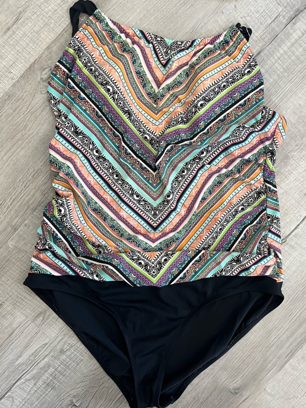Women’s Black Multi-Stripe Tank One-Piece Swimsuit